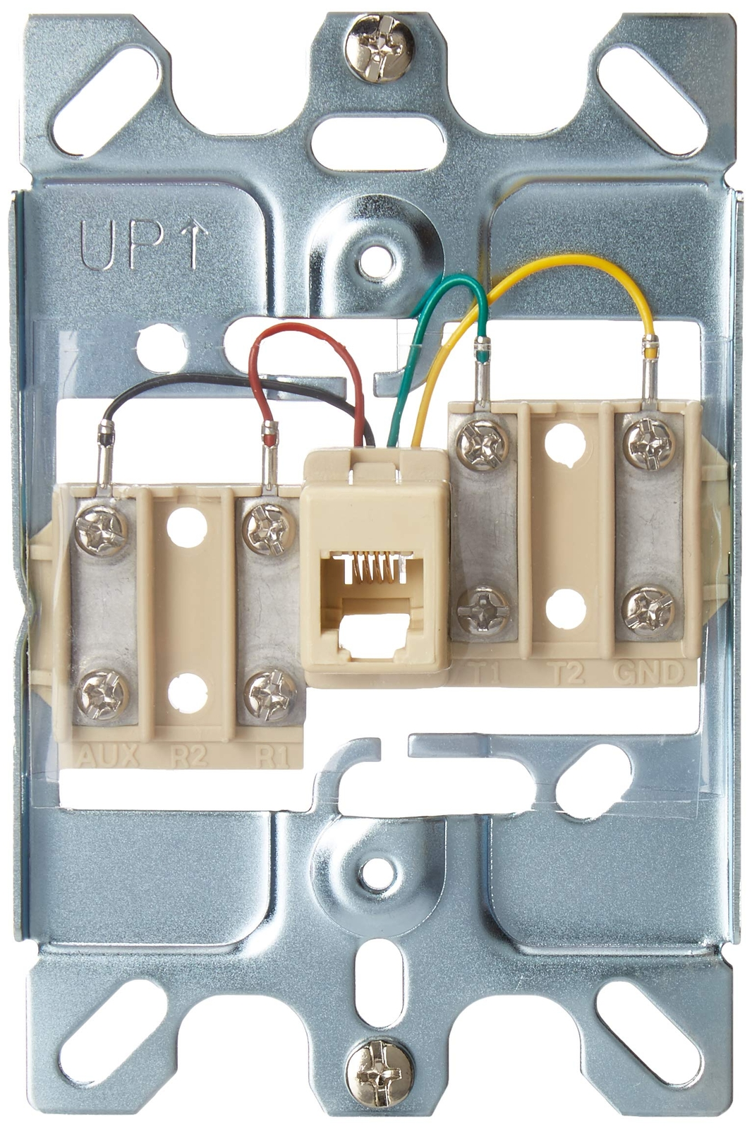 Leviton C0256-SS Telephone Wall Phone Wallplate Surface Mount Jack Stainless Steel 6P4C