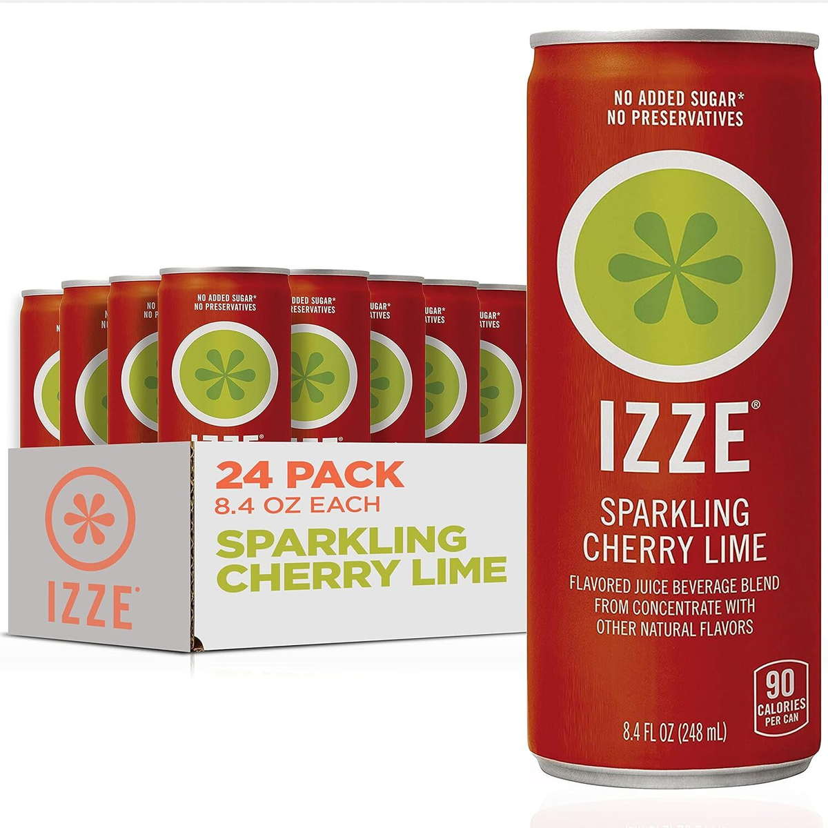 Izze Cherry Lime Sparkling Juice Beverage 24 Pack Of 8.4 Fl Oz Cans Non Gmo