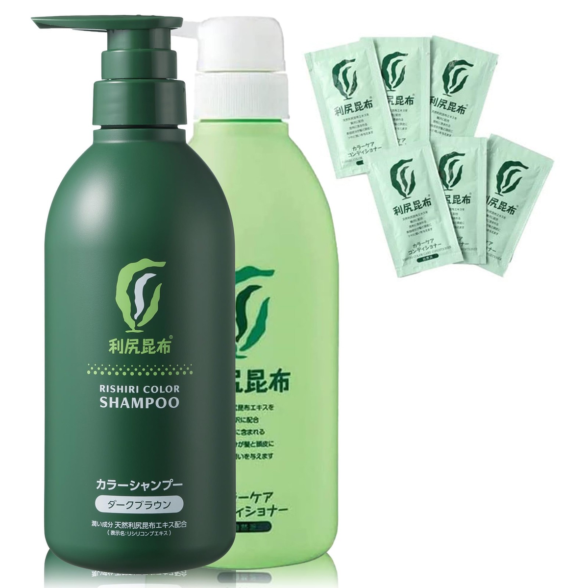 Sastty Rishiri Color Shampoo & Conditioner Dark Brown 500ml Set with Bonus Item