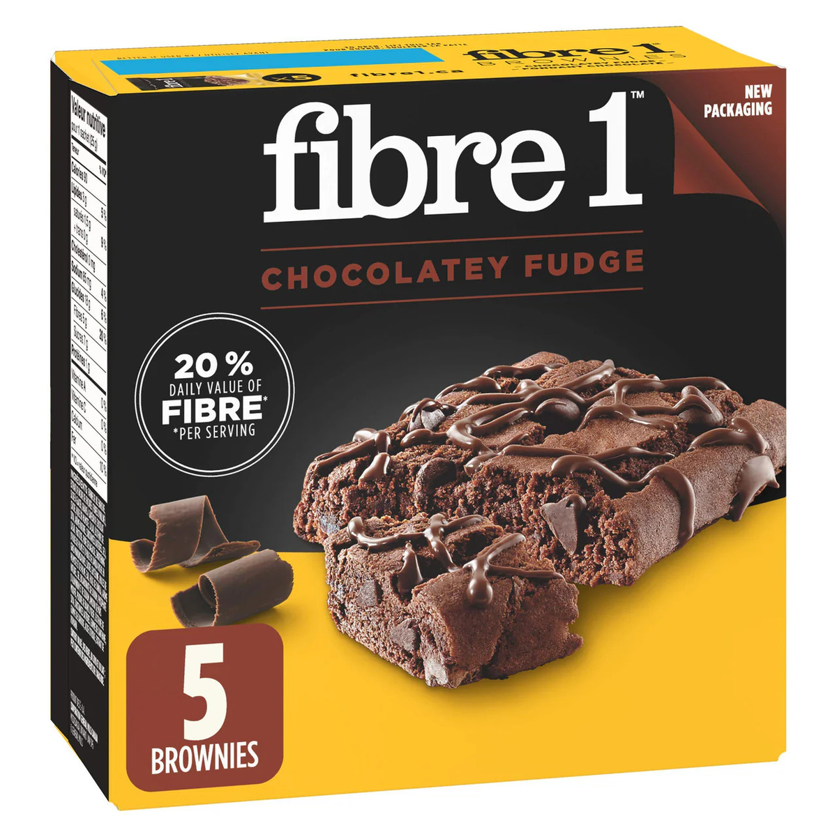 Fibre 1 Chocolatey Fudge Brownies, 5-Count, 125g/4.4oz