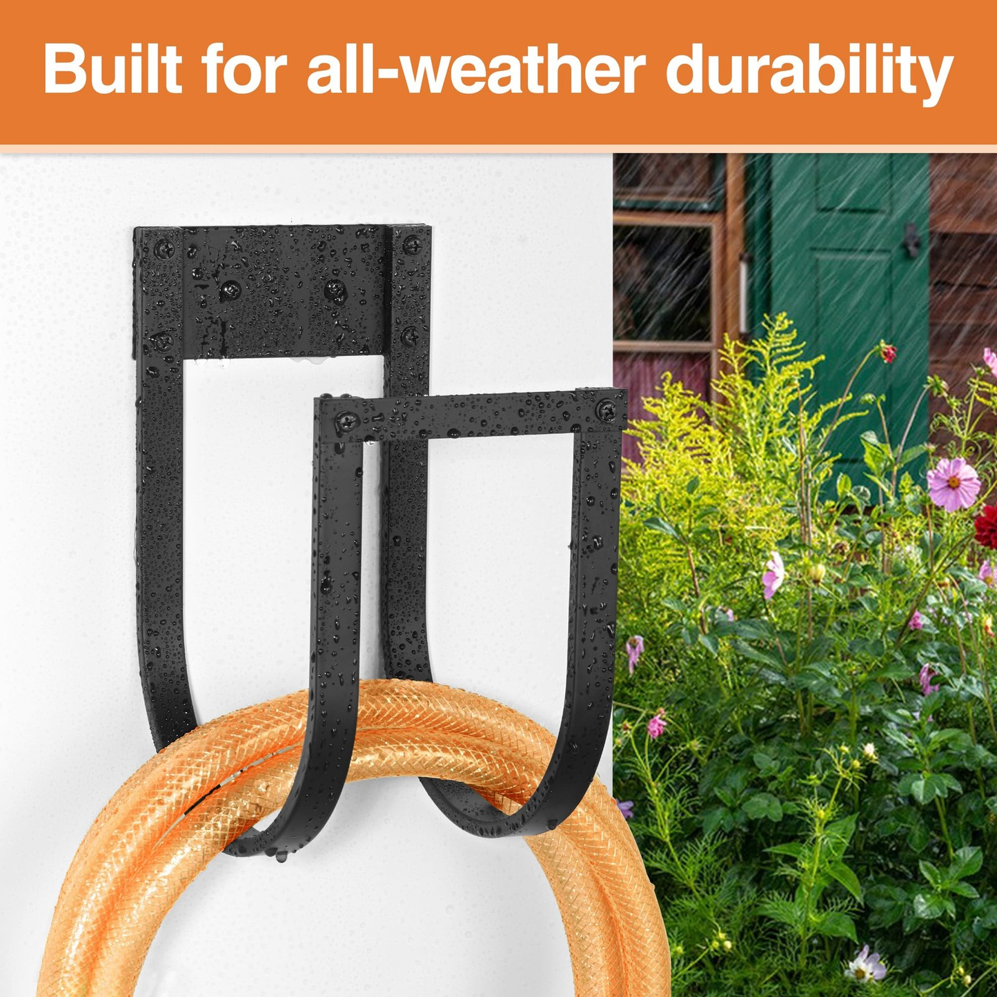 Garden Hose Holder Wall Mount – Durable Metal Water Hose Hanger for Outdoor Storage