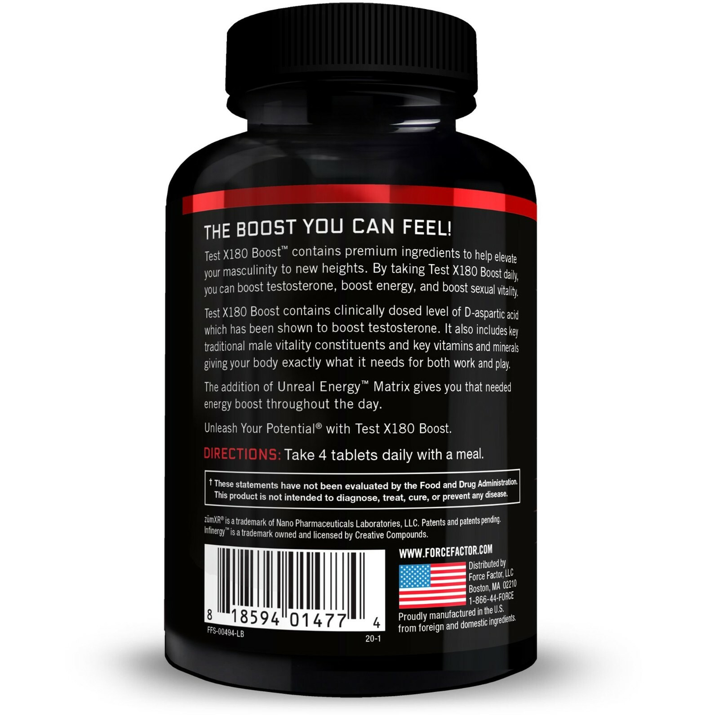 Force Factor Test X180 Boost Testosterone Booster for Men – Energy, Strength & Male Vitality, 120 Tablets