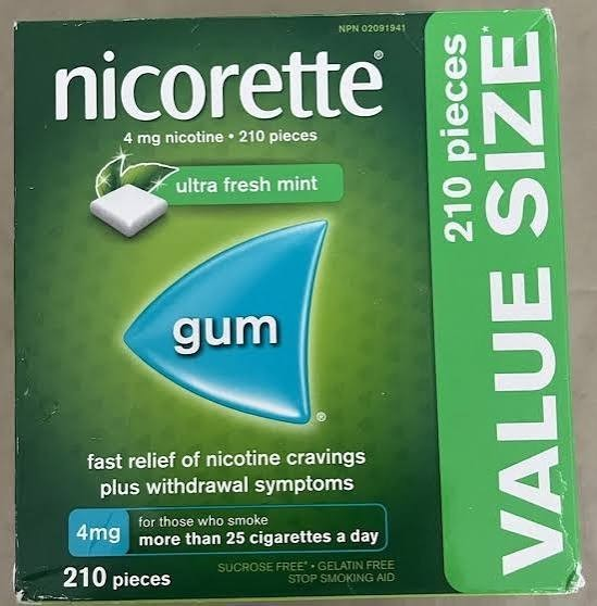Nicorette Nicotine Ultra Fresh Mint Gum 4mg – 210 Pieces Value Size Smoking Cessation Aid Free Shipping