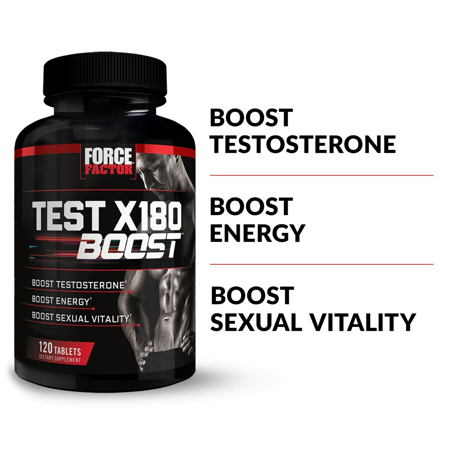 Force Factor Test X180 Boost Testosterone Booster for Men – Energy, Strength & Male Vitality, 120 Tablets