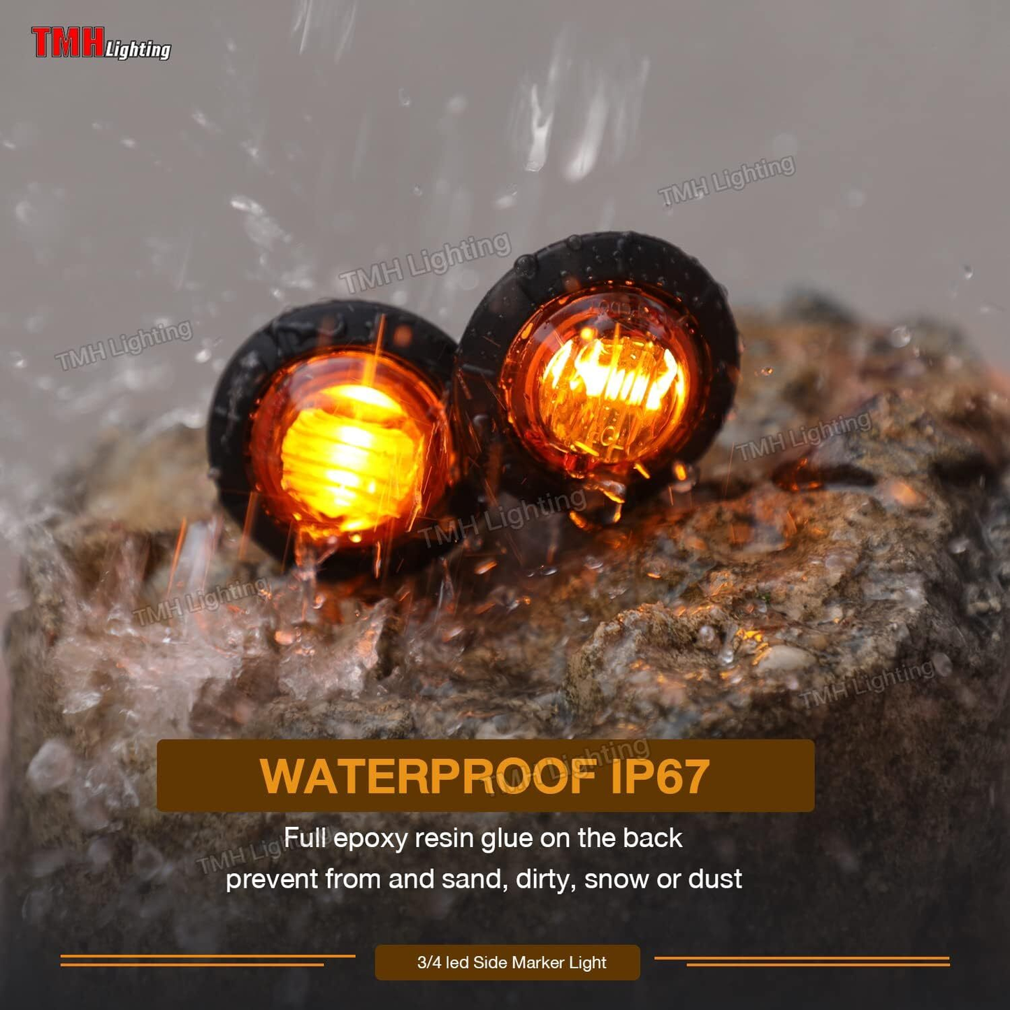 TMH 3/4-Inch Mount Amber LED Trailer Marker Lights, Pack of 50