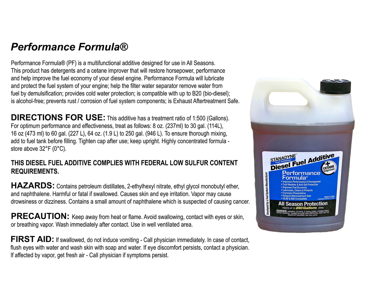 Stanadyne Performance Formula Diesel Fuel Additive | 64 oz (1.9L) | Treats Up to 240 Gallons | FREE SHIPPING 🚛