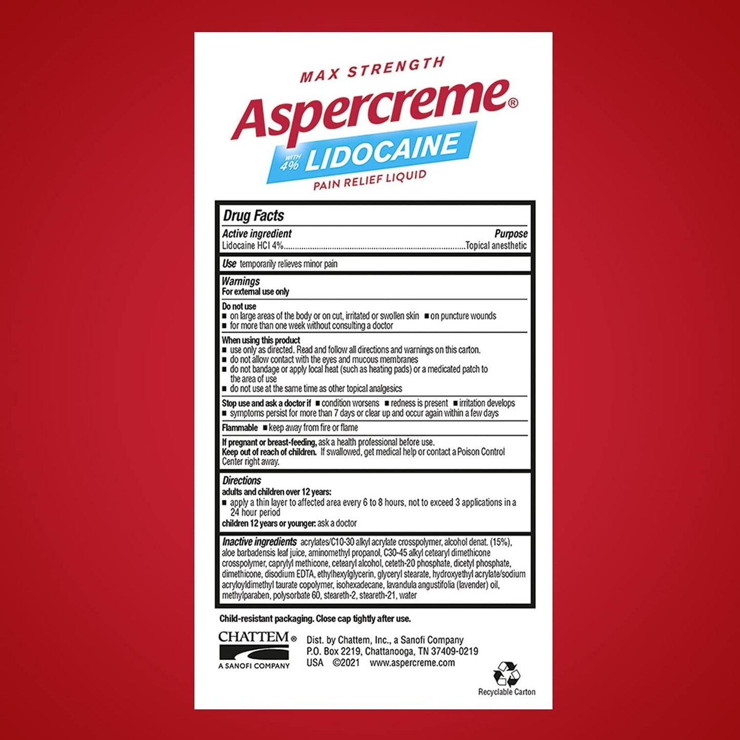 Aspercreme Essential Oils Lidocaine Pain Relief Roll On 2.5 Oz
