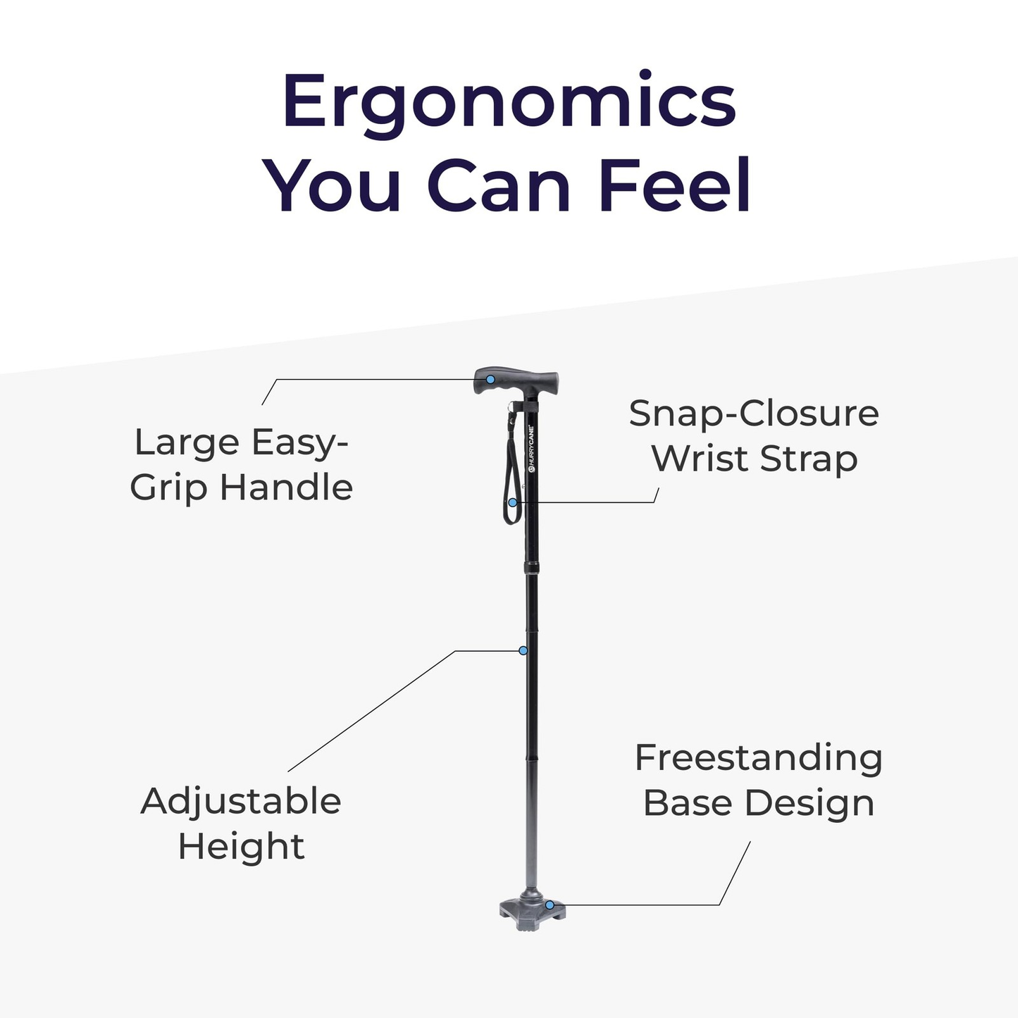 HurryCane Freedom Edition Foldable Walking Cane with T Handle – Adjustable Lightweight Mobility Cane