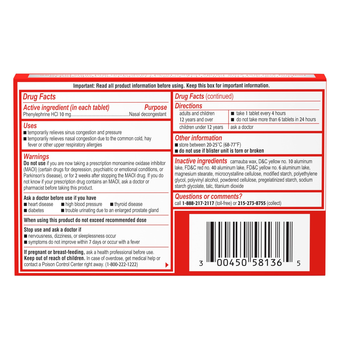 Sudafed Pe Sinus Congestion Relief Maximum Strength 36 Count Non Drowsy Tablets