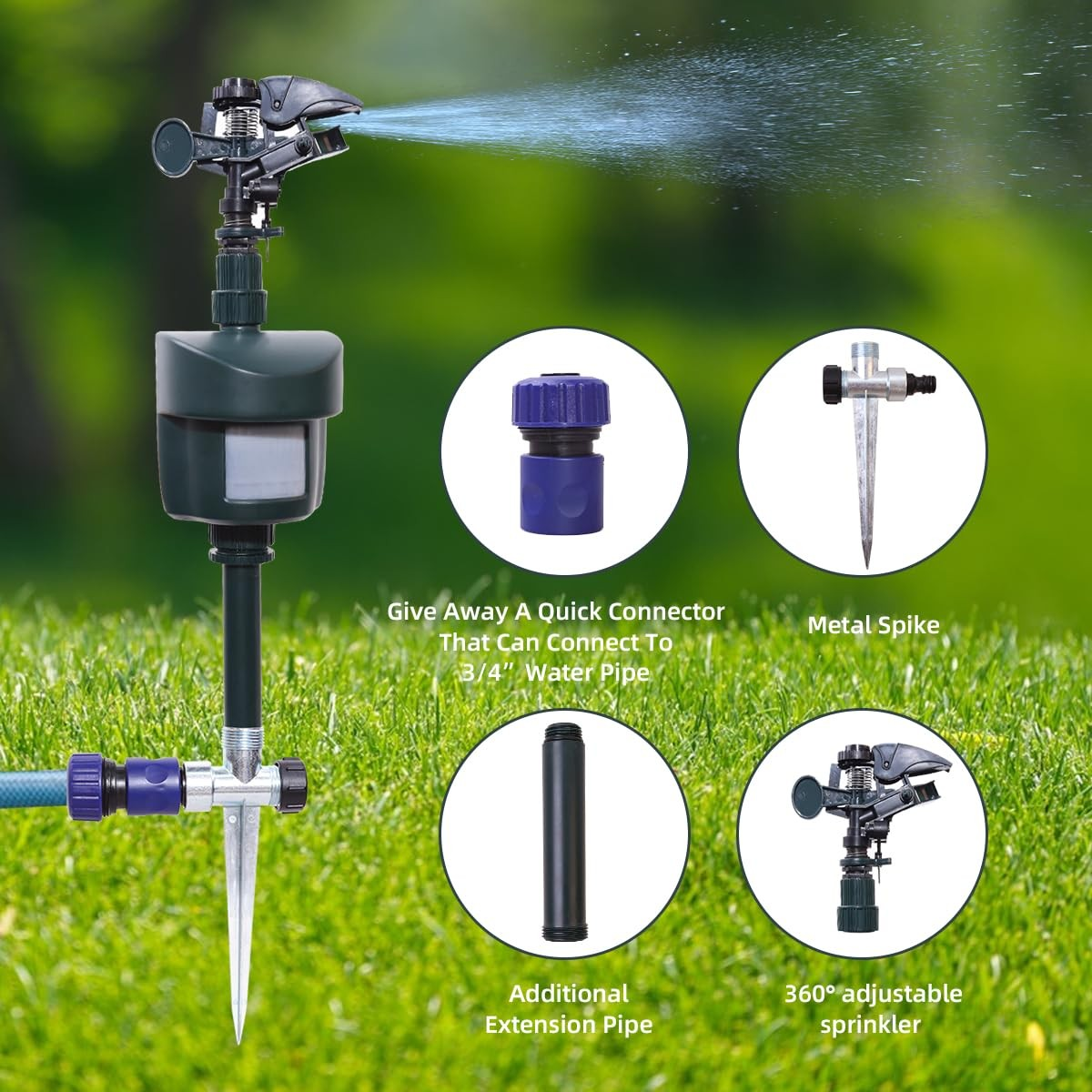 Automatic Motion Sensor Sprinkler for Garden  Water Sprayer with Stake