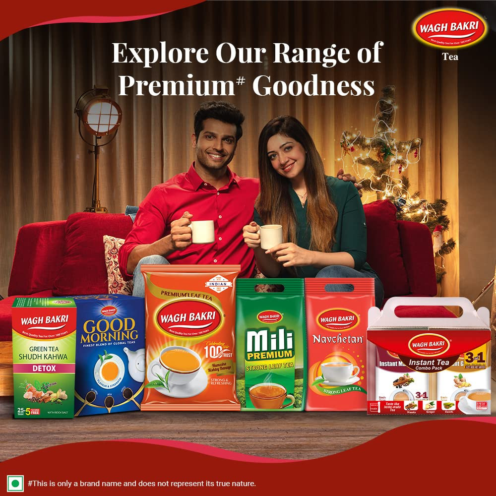 Wagh Bakri Instant Tea Premix Combo 12 Sachets | Cardamom, Ginger & Masala Chai Mix