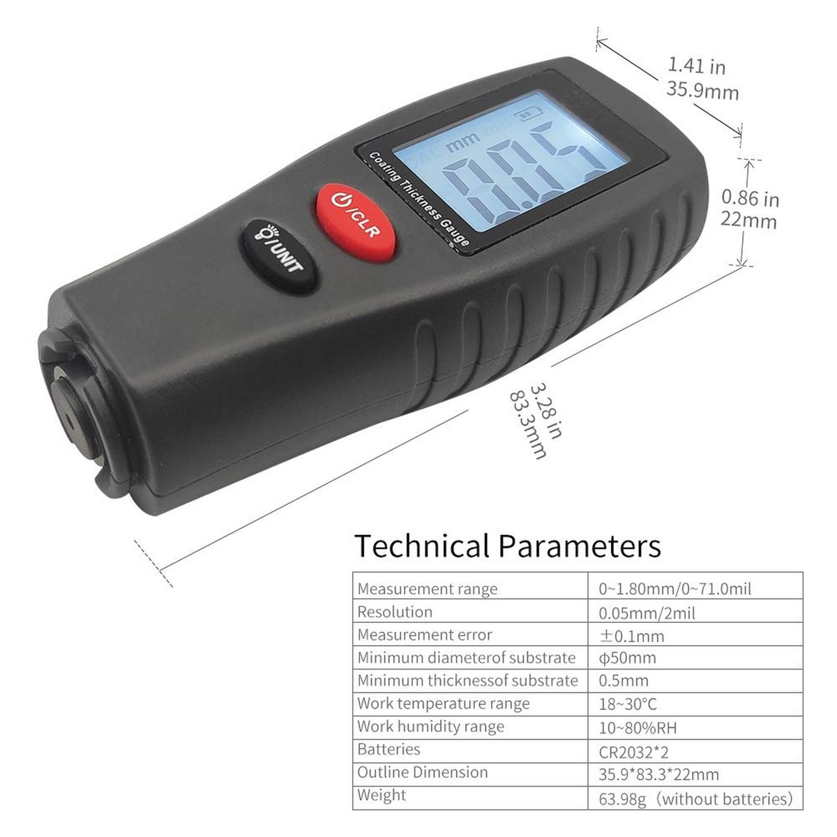 Digital Paint Thickness Gauge - Automotive Coating & Paint Depth Meter Tester