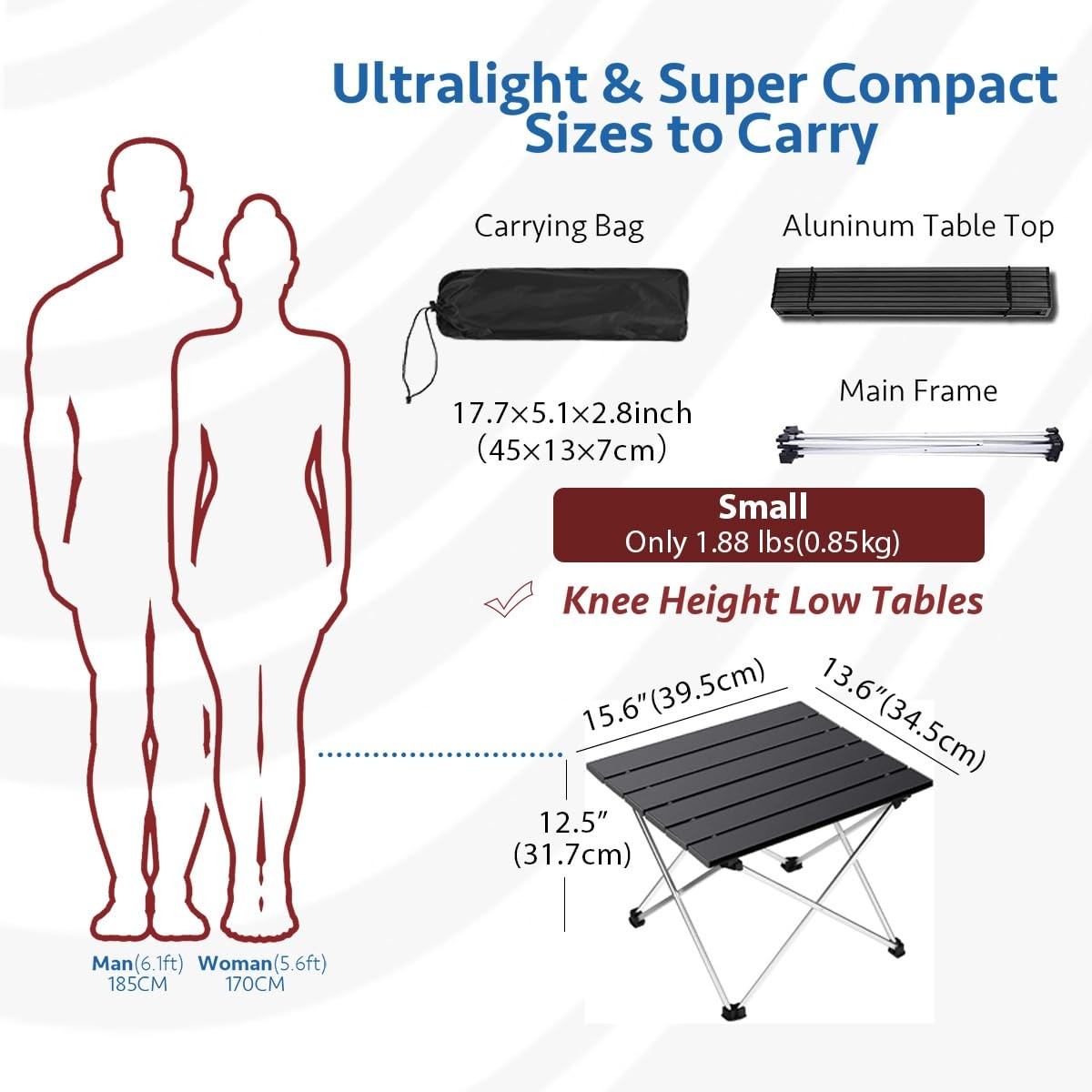 Portable Folding Camping Table  Lightweight Aluminum Beach Table