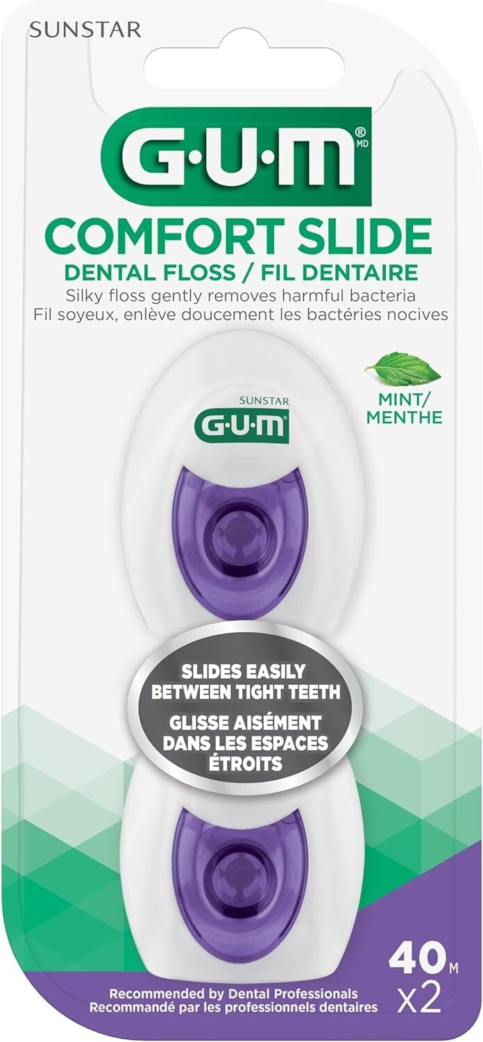 6 PACK GUM Comfort Slide Dental Floss Mint Flavor 2x40M Each Pack FROM CANADA