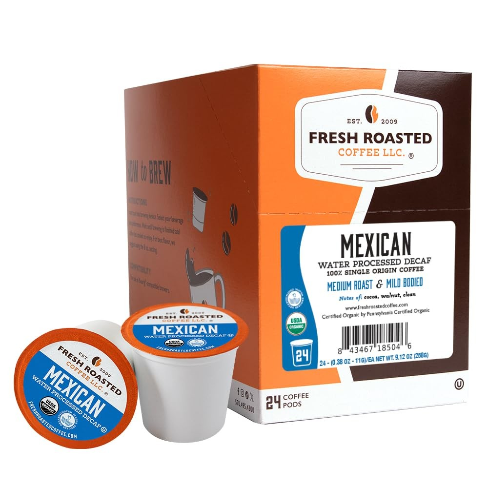 Fresh Roasted Organic Mexican Water-Processed Decaf K-Cup Pods | Keurig Compatible | FREE SHIPPING