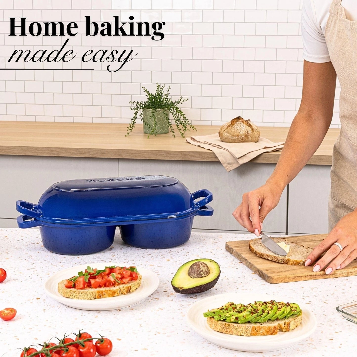 Dutch Oven For Sourdough Bread Baking – Enamelled Cast Iron Bread Loaf Pot – ...
