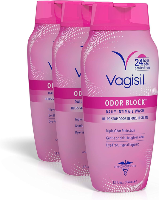 Vagisil Odor Block Daily Intimate Wash | 3 x 12 fl oz | Triple Odor Protection | pH Balanced | FREE SHIPPING
