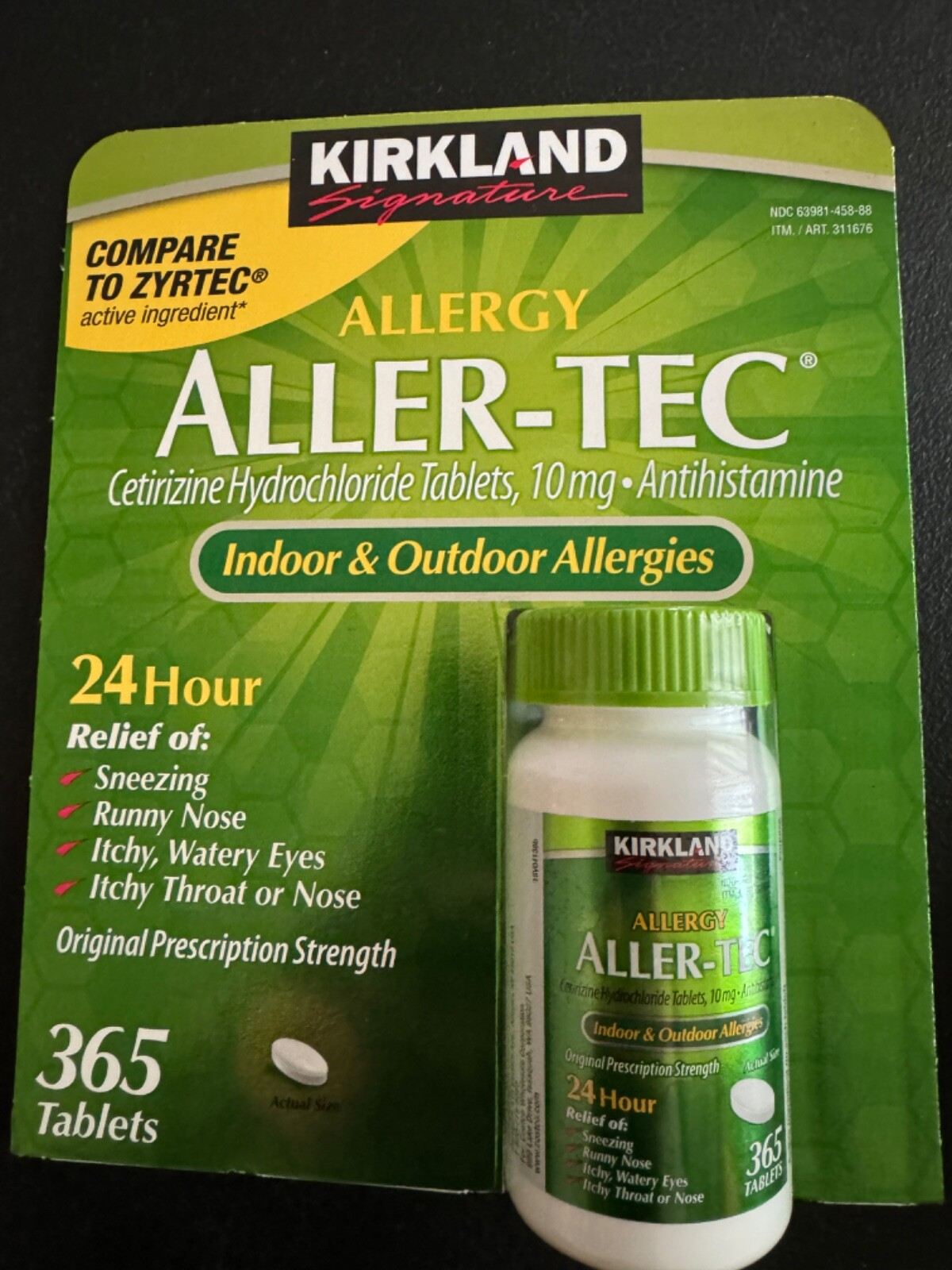 Kirkland Signature Aller-Tec Allergy Relief Tablets 365 Count – Cetirizine HCl Antihistamine