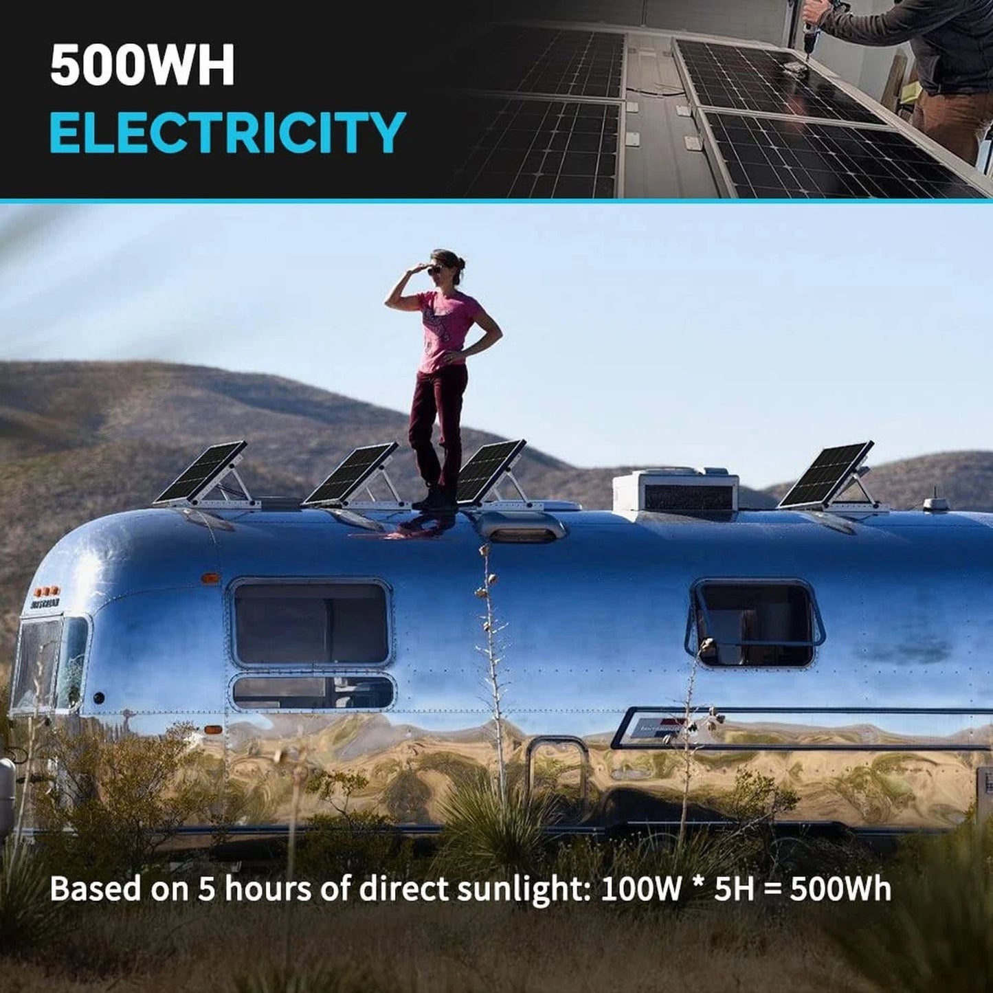 Renogy Solar Panel 100 Watt 12 Volt, High-Efficiency Monocrystalline PV Modul...
