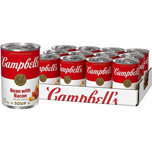 Campbell's Bean with Bacon Soup 11.25 oz Pack of 12 Hearty Comfort Food Ready to Serve Frere Shipping