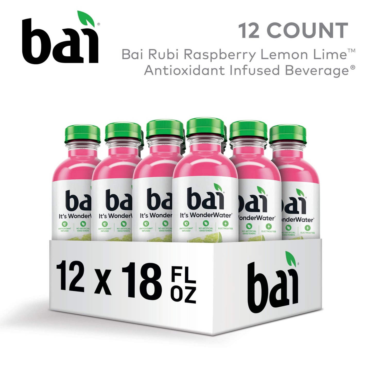 Bai Antioxidant Infused Water Beverage, Raspberry Lemon Lime, with Vitamin C ...
