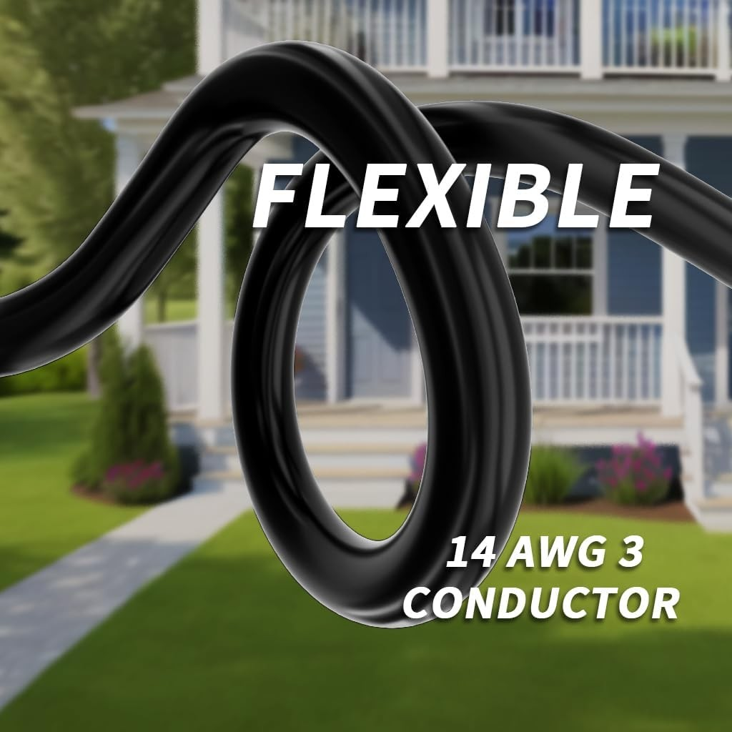 PlugSaf 14/3 Gauge Black Outdoor Extension Cord 300 ft Waterproof with Lighted