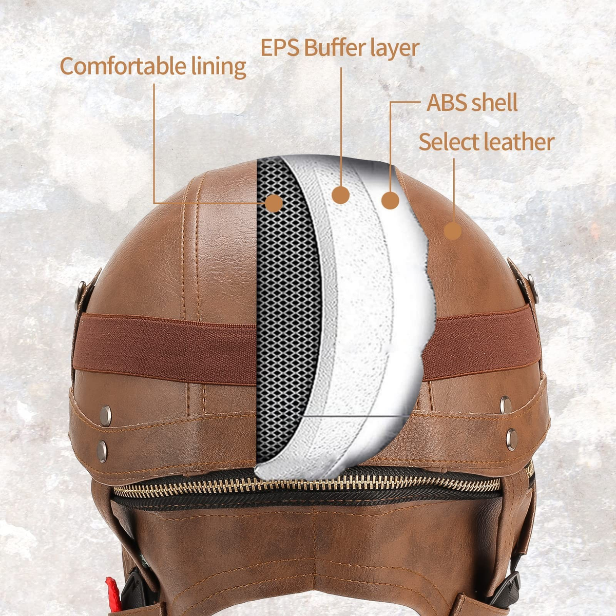 German Style Leather Motorcycle Half Helmet for Adults Men Women, DOT Approve...