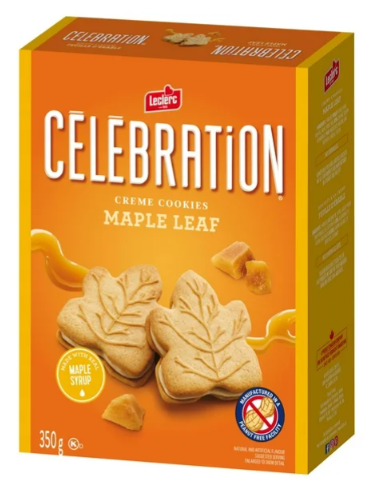 Celebration Leclerc Maple Leaf Creme Cookies, 350g (4 Pack)