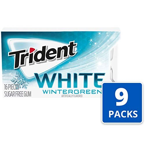Trident White Wintergreen Sugar Free Gum | 16 Packs x 9 Pieces | 144 Total Pieces | Teeth Whitening Gum | FREE SHIPPING 🌿🦷