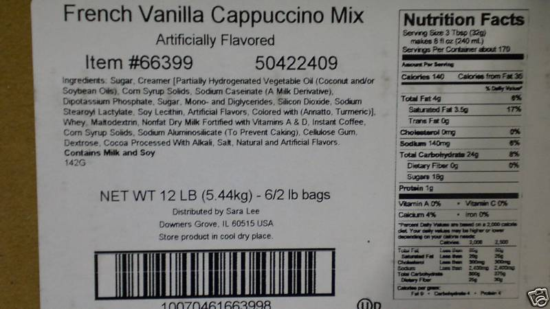 SUPERIOR CAPPUCCINO FRENCH VANILLA 4 - 2 LB BAGS  POWDER MIX
