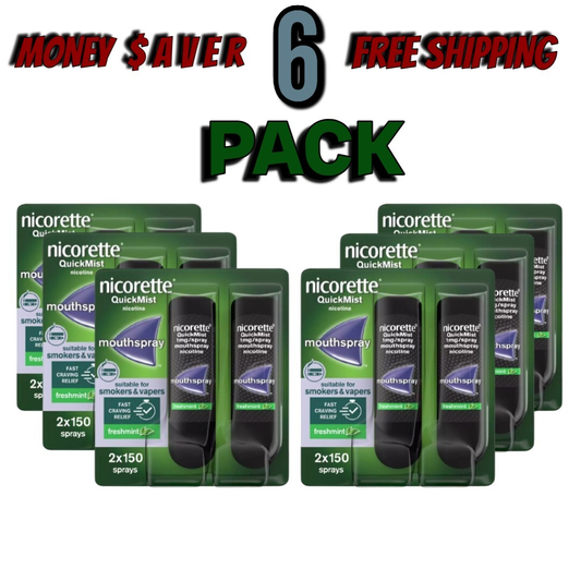 Nicorette Quickmist Duo, 2 x 150 sprays- PACK OF 6-FREE SHIPPING(= 1800 Spray