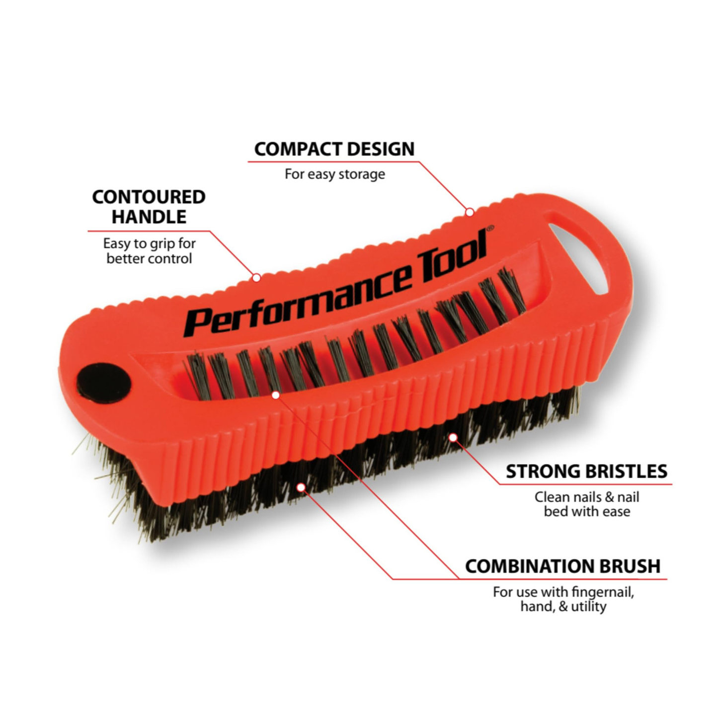 Ergonomic Nylon Bristle Fingernail Brush with Magnet for Nail & Hand Cleaning