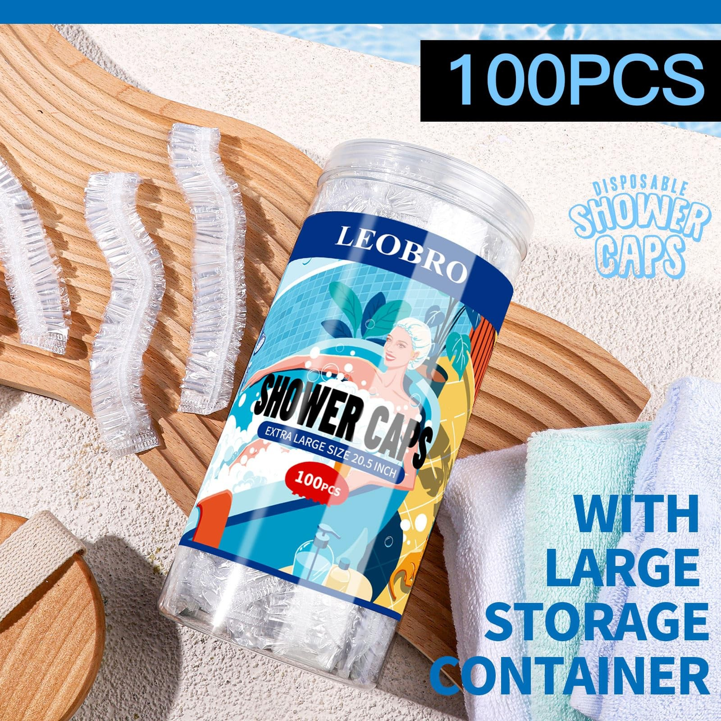 Extra Large Disposable Shower Caps 100 Pack Waterproof Plastic Hair Caps Free Shipping