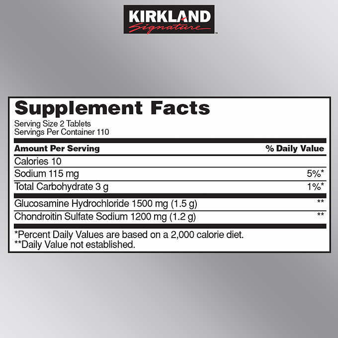 Kirkland Signature Glucosamine Chondroitin 220 Tablets Joint Health Supplement