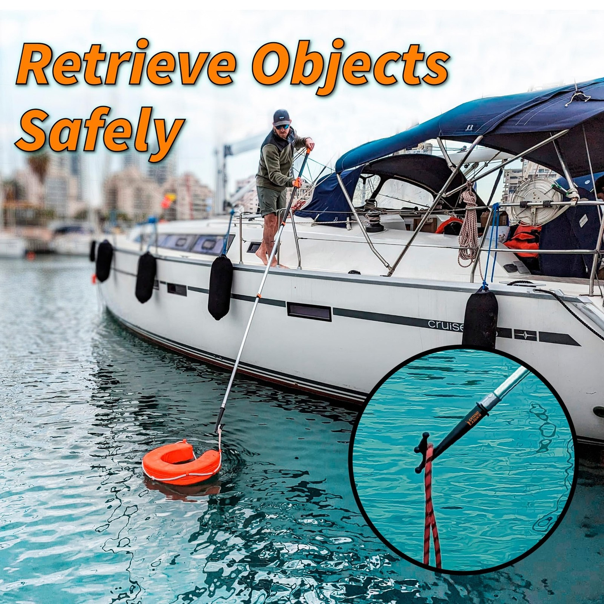 Boat Hook for Docking with Telescoping Extension Pole // Durable, Floating, L...