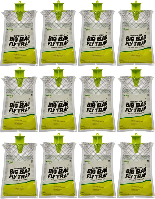 RESCUE! Big Bag Fly Trap Disposable, Outdoor Use 12 Traps Hanging Style