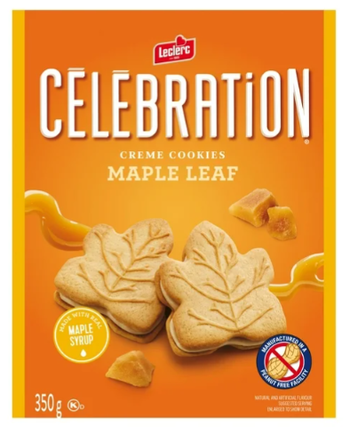 Celebration Leclerc Maple Leaf Creme Cookies, 350g (4 Pack)