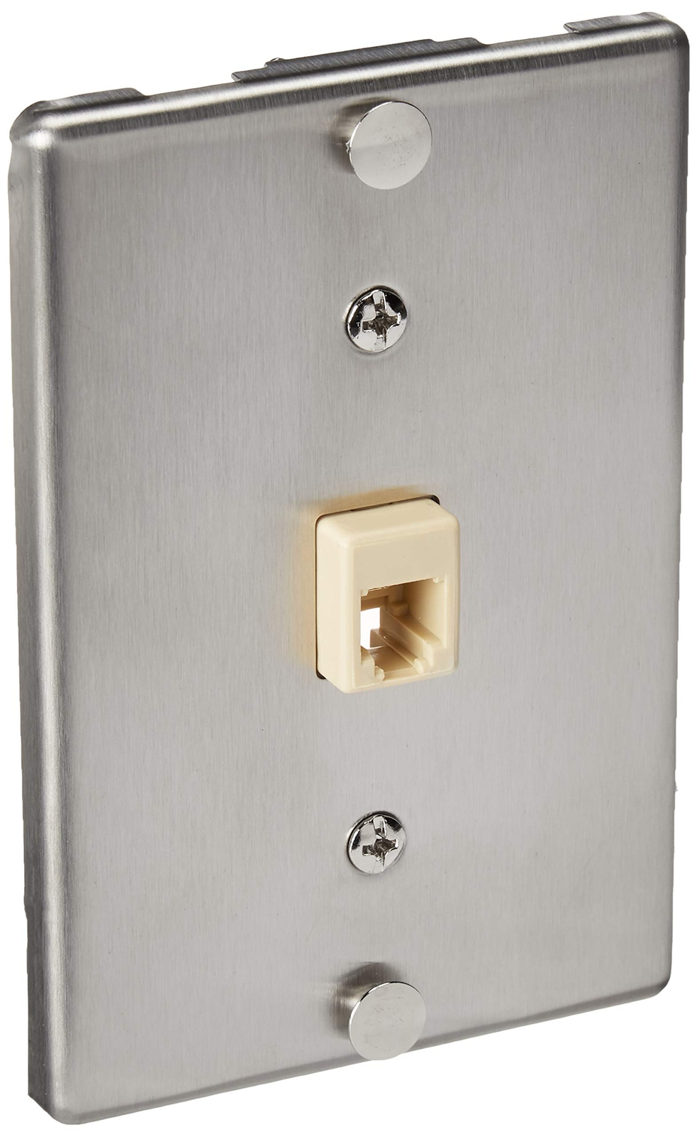 Leviton C0256-SS Telephone Wall Phone Wallplate Surface Mount Jack Stainless Steel 6P4C