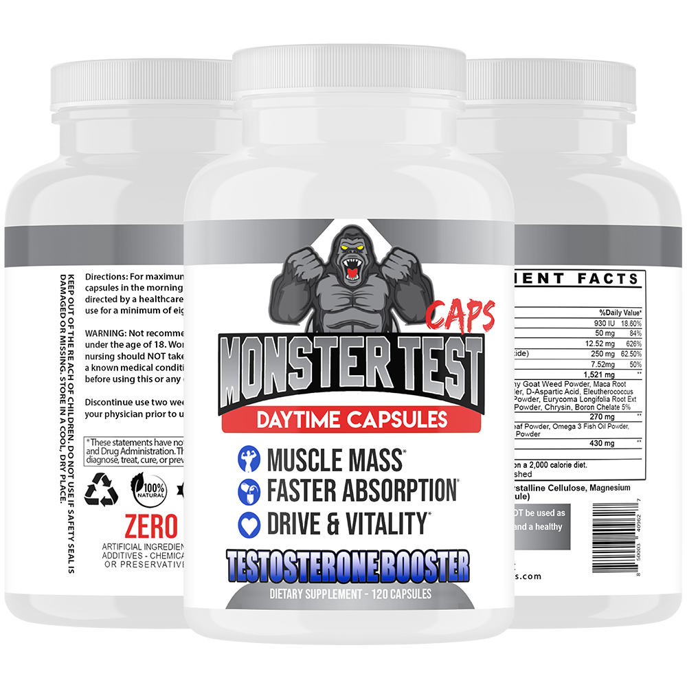 #1 Test Booster Monster Test Caps for Men 120 Capsules 2-Pack Male Performance Supplement-Free Shipping