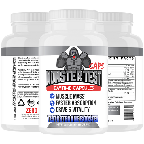 #1 Test Booster Monster Test Caps for Men 120 Capsules 2-Pack Male Performance Supplement-Free Shipping