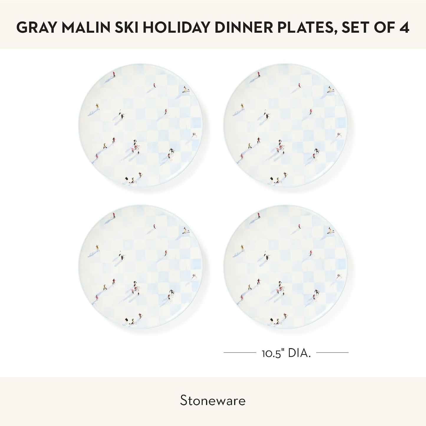 Gray Malin Set of 4 Stoneware Dinner Plates – Dishwasher Safe – Elegant Dining – Free Shipping