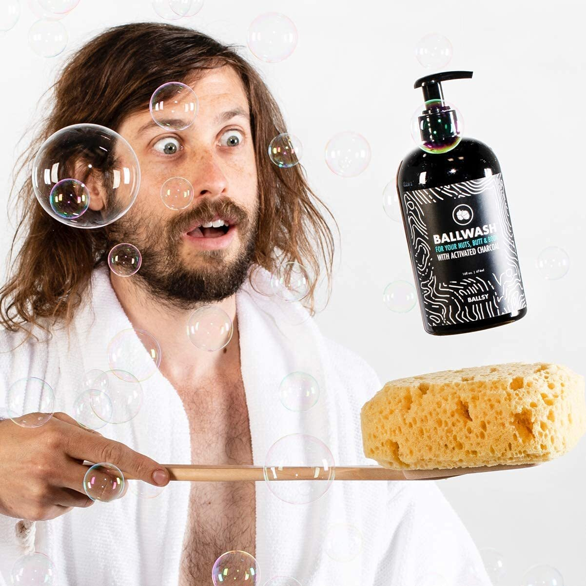 Ballsy Ballwash For Men 16Oz Activated Charcoal Deep Cleansing Body Wash