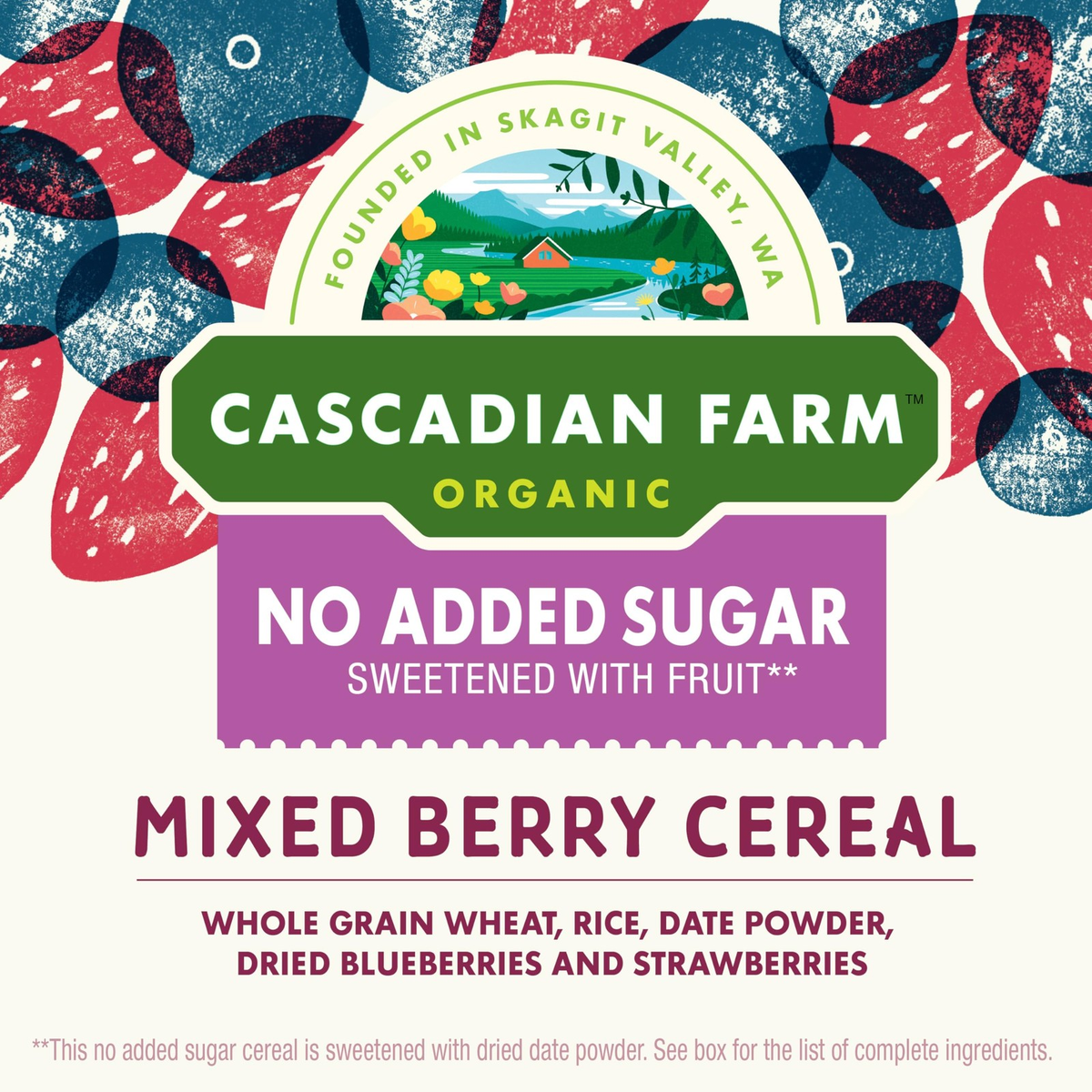 Cascadian Farm Organic No Added Sugar Mixed Berry Cereal 12.5 oz Whole Grain