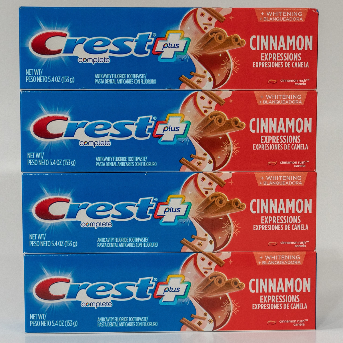 Crest Plus Complete Whitening Toothpaste Cinnamon Rush Pack of 4 5.4 Oz