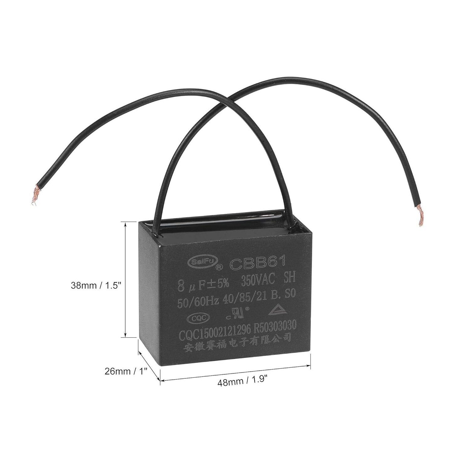 Cbb61 Capacitor 8Uf 350V Ac For Ceiling Fans Motors Generators 50 60Hz