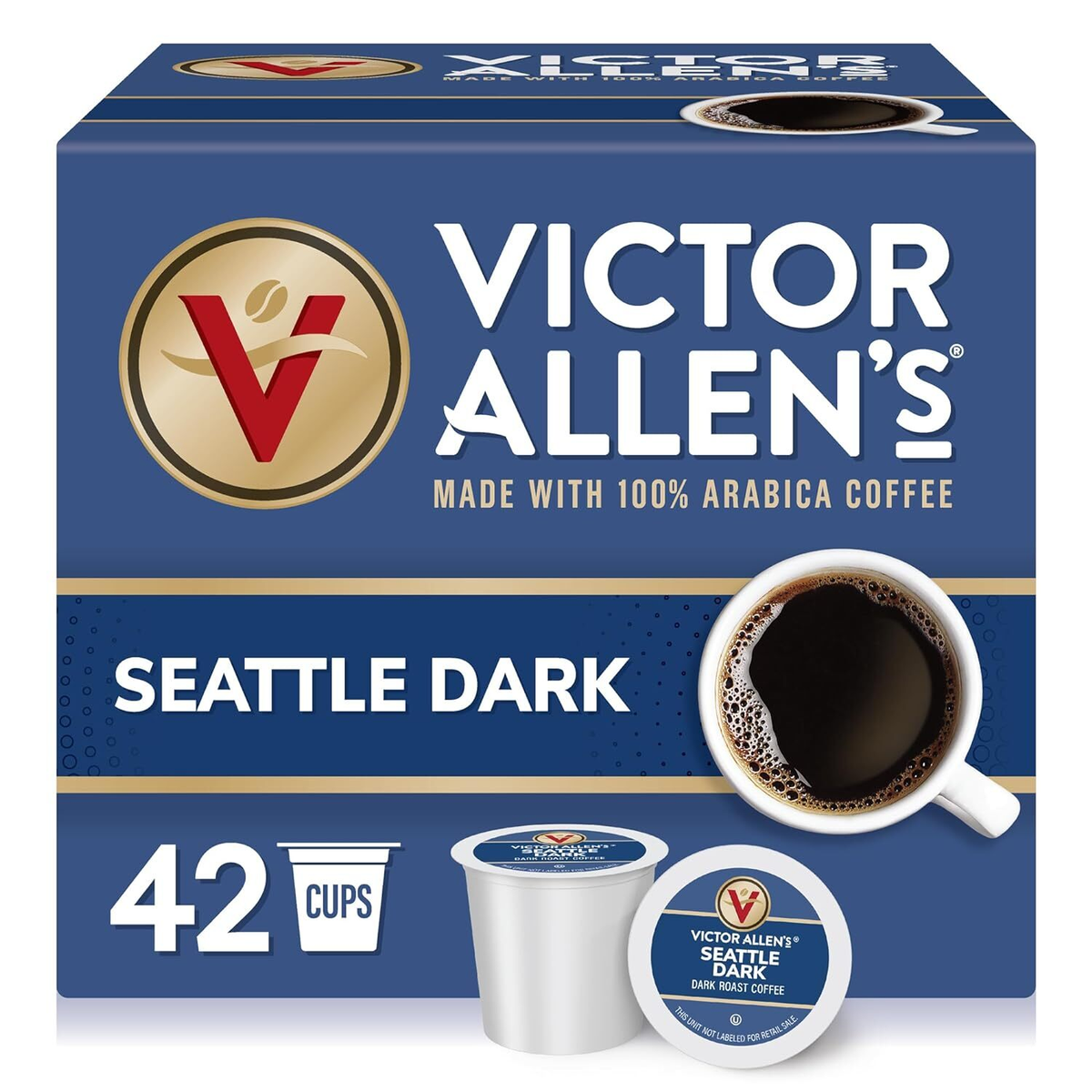 Victor Allen Seattle Dark Roast Coffee Pods 42 Count Single Serve K Cups