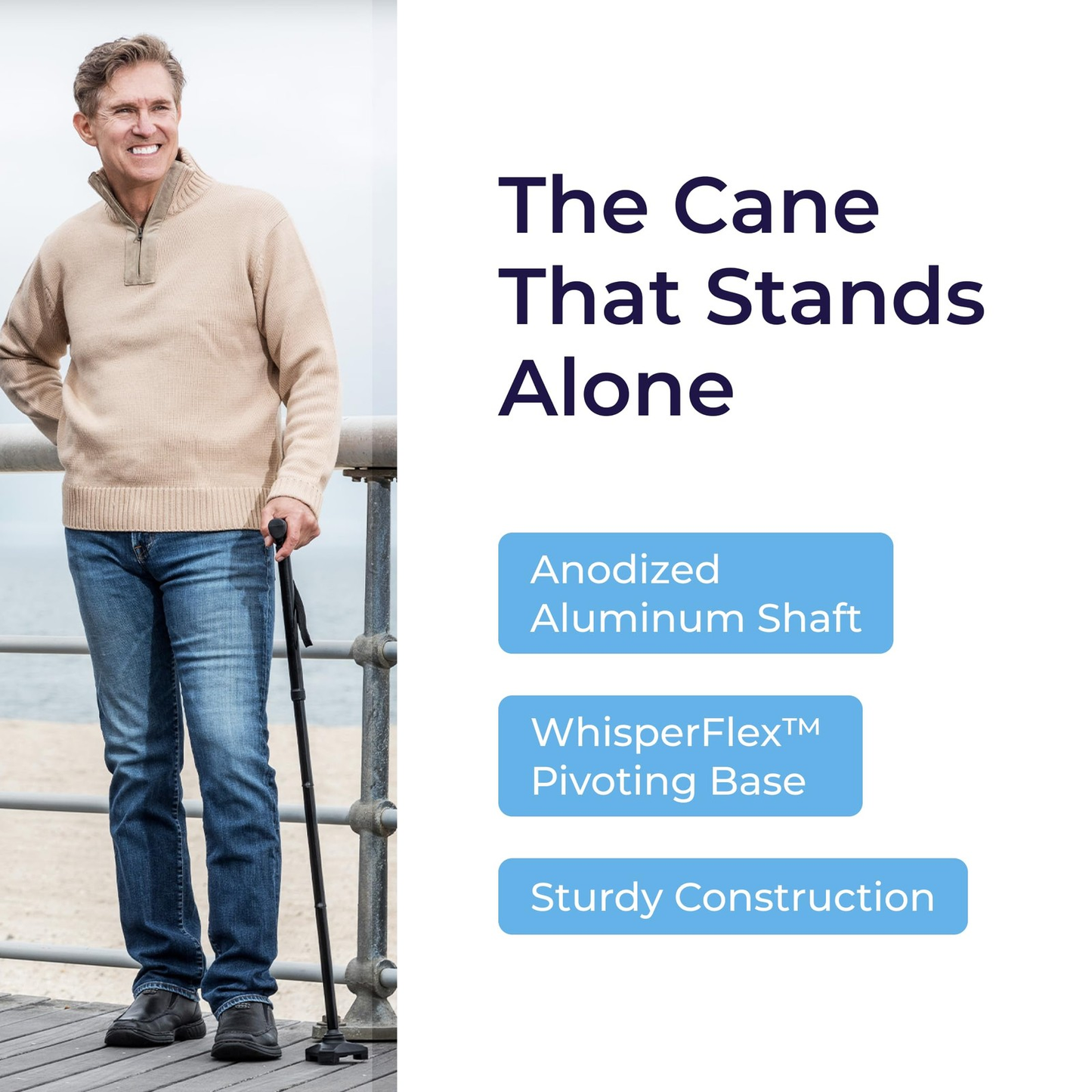 HurryCane Freedom Edition Foldable Walking Cane with T Handle – Adjustable Lightweight Mobility Cane