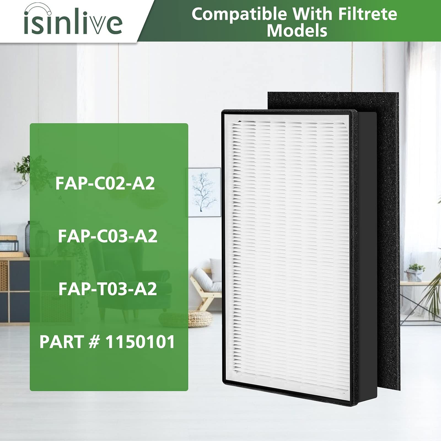 2 Pack A2 H13 HEPA Replacement Filters for 3M Filtrete Room Air Purifiers Free shippingh