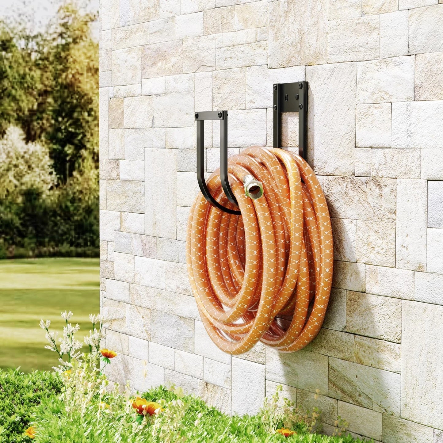 Garden Hose Holder Wall Mount – Durable Metal Water Hose Hanger for Outdoor Storage