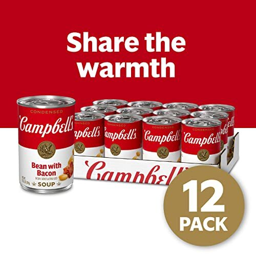 Campbell's Bean with Bacon Soup 11.25 oz Pack of 12 Hearty Comfort Food Ready to Serve Frere Shipping
